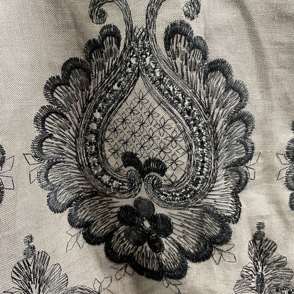 Eskandar Linen Jacket Size 0 Taupe Duster Long Open Front Embroidered Lagenlook - Picture 8 of 12